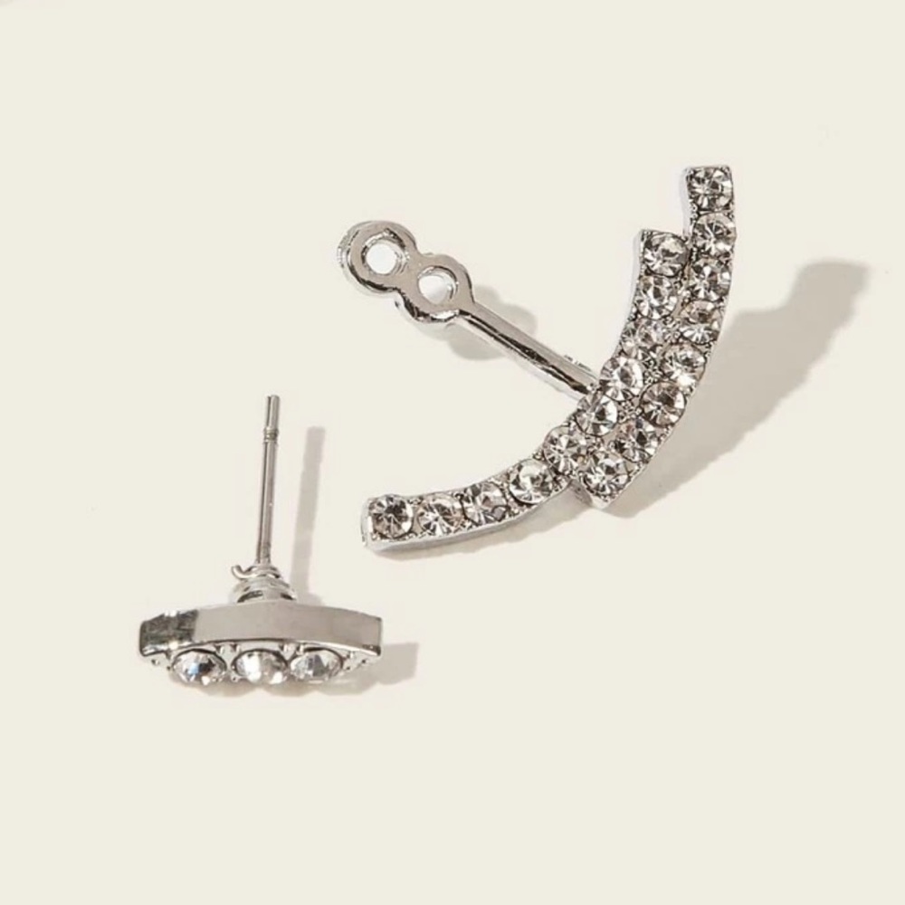 3/$30 Rhinestone Layered Bar Ear Jacket studs - Picture 2 of 5